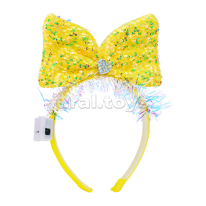 Ободок карнавальный "Бант" светящийся, в пакете