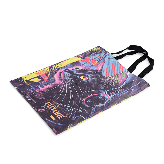 Сумка-шоппер перевёртыш "Label. Cyber Cat" 34x44 см, двухсторонняя, непромокаемая плащевка, 1 отделение Сумка-шоппер перевёртыш "Label. Cyber Cat" 34x44 см, двухсторонняя, непромокаемая плащевка, 1 отделение