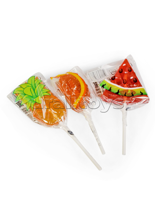 Карамель на палочке Микс Фруктов, Конфититрейд Sweet Bar, (арбуз, ананас, клубника, вишня, апельсин), 42шт, 25г.