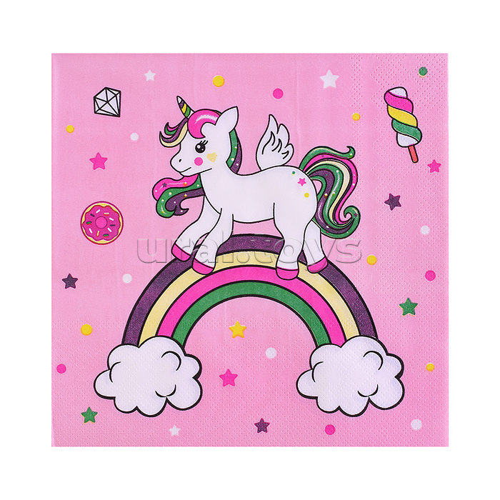 Набор посуды одноразовой "Единорог и радуга" салфетки (20 шт)
