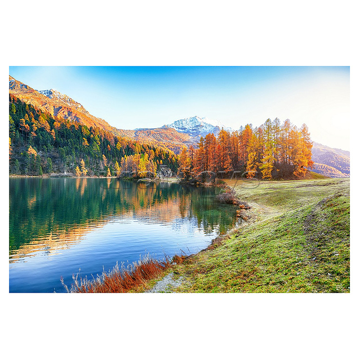 Холст с красками 30х40 по номерам "Осенняя природа горной местности" (18 цв)