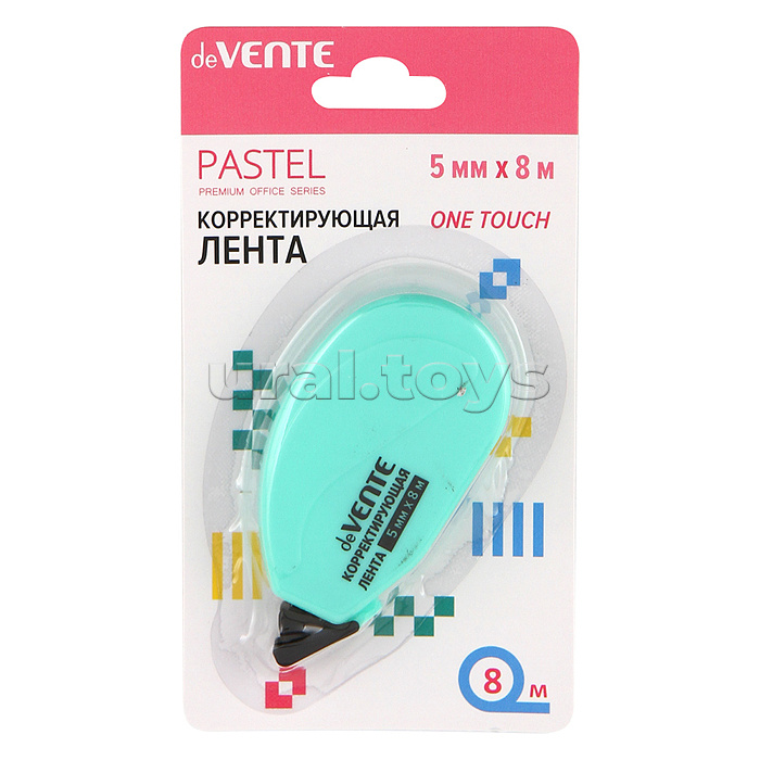 Корректирующая лента "Pastel" 5 ммx8 м, непрозрачный бирюзовый корпус, фронтальный аппликатор, в картонном блистере Корректирующая лента "Pastel" 5 ммx8 м, непрозрачный бирюзовый корпус, фронтальный аппликатор, в картонном блистере