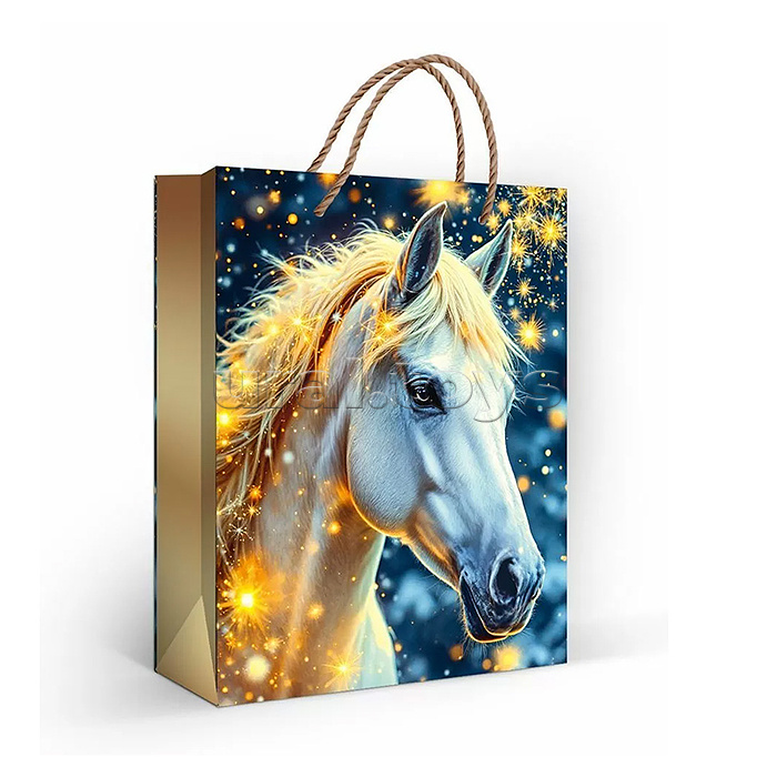 
Пакет подарочный "Лошадь белая" M