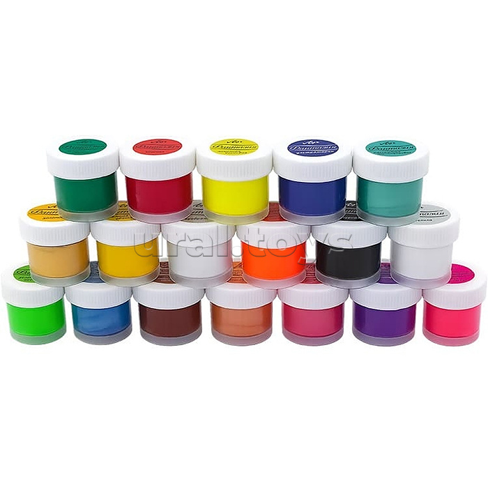 Гуашь 18 цв. "Фантазия" (классические + флуоресцентные + золотой + серебряный) 15 мл