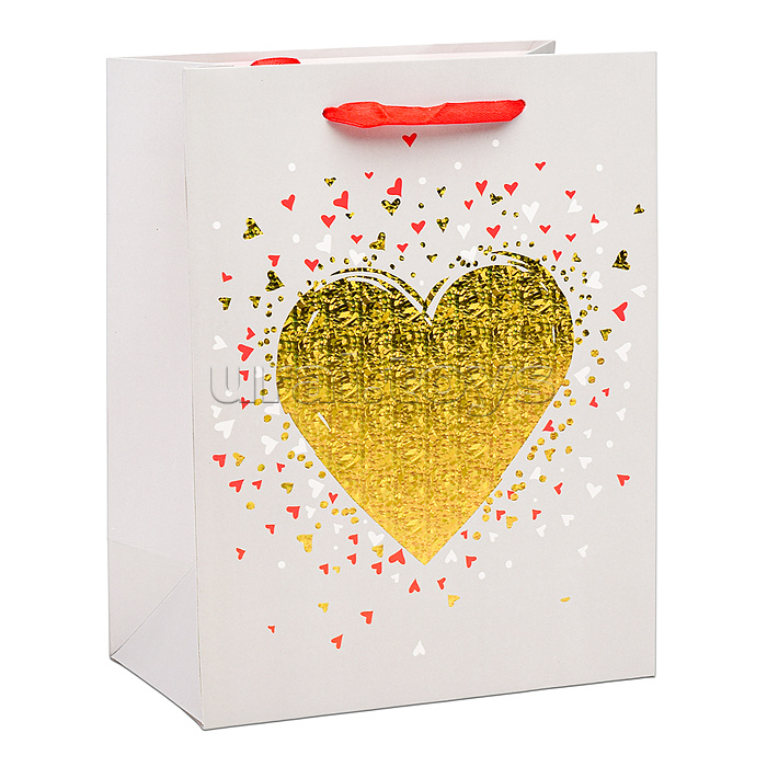 Пакет подарочный "Золотое сердце" 23х18х10 см