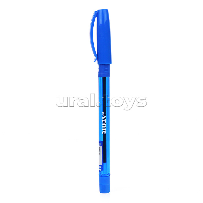 Ручка шариковая "Alira" d=0,7 мм, с полупрозрачным корпусом и резиновым держателем, сменный стержень, индивидуальная маркировка, синяя
