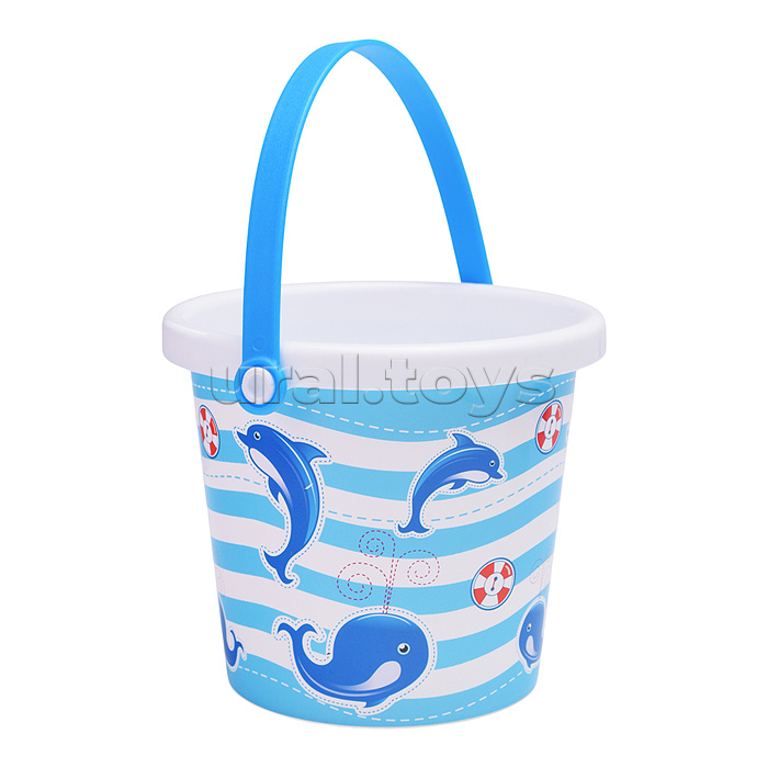 Набор №228: ведро малое с наклейкой, ситечко-цветок, совок №2, грабельки №2, 2 формочки, лейка малая