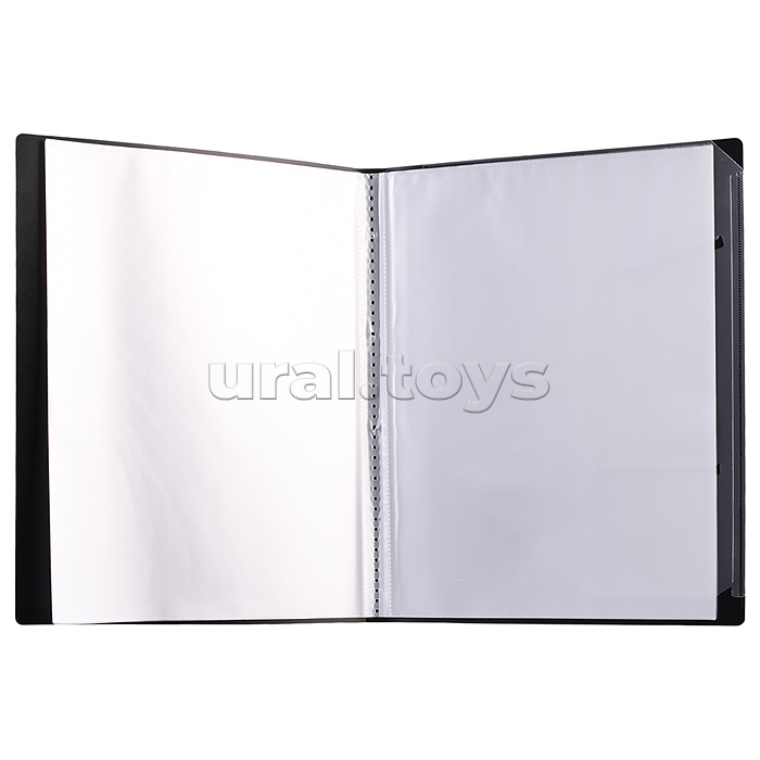 Папка с 20 вкладышами A4 "TOTAL BLACK" A4 (235x310x15 мм) 400 мкм, фактура "шахматная доска" тиснение фольгой