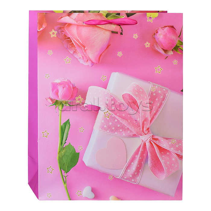 Пакет подарочный "Цветы" 26*32*10,5 см.