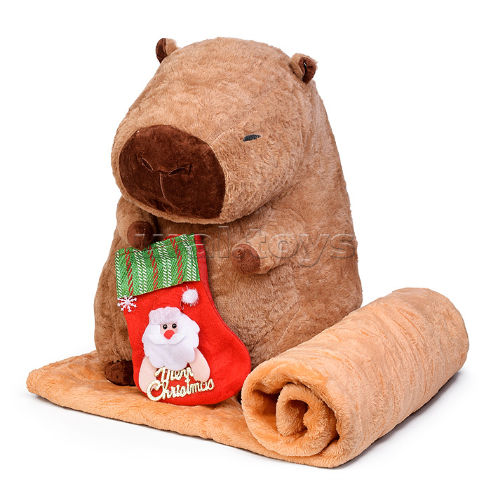 Мягкая игрушка "Капибара" с пледом (110х160)