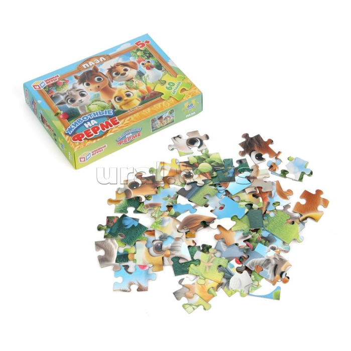 Пазлы 60 "Животные на ферме"