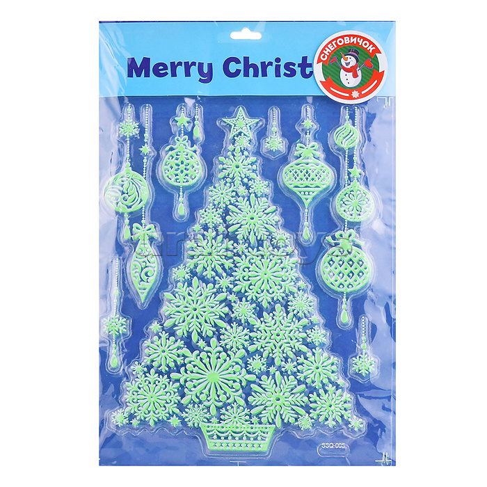 Наклейки новогодние для декора "Снежная елочка" в пакете