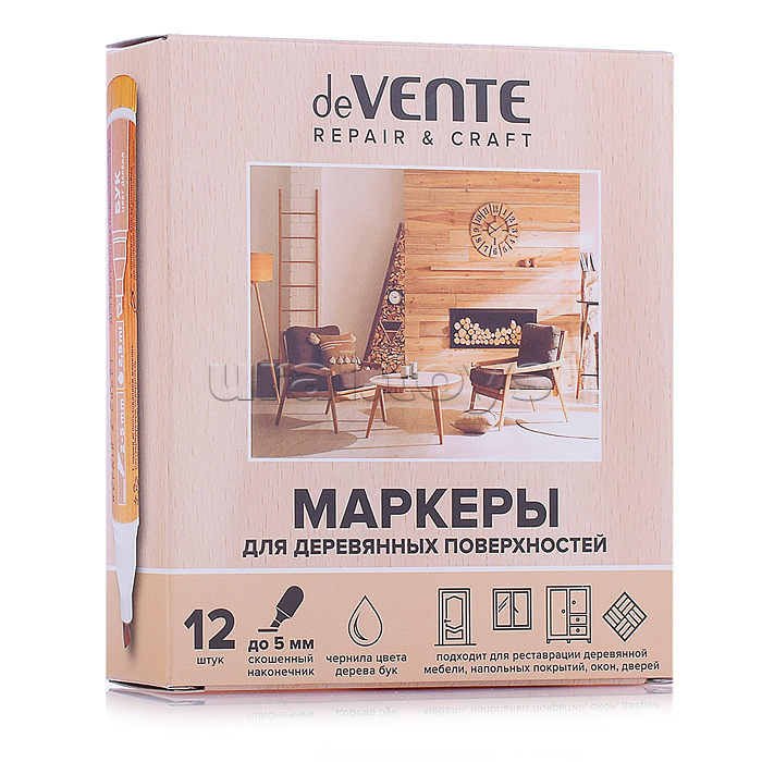 Маркер для деревянных поверхностей "Repair" круглый корпус, скошенный наконечник, ширина линии письма 1-5 мм, цвет - бук