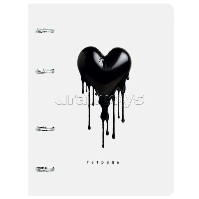 Тетрадь 100л. клетка "Сердце" на кольцах. обл.: мелованный картон 500г/м2, твин-лак.
