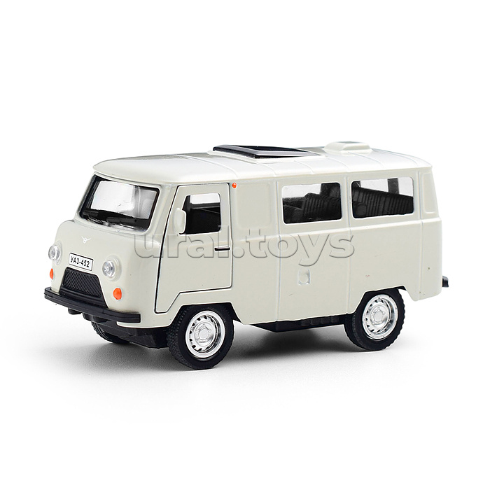 Машина металл уаз-452 "Буханка" 10,5 см, дв, инерц, серебристый, кор.