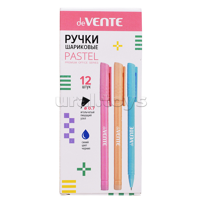 Ручка шариковая "Triolino Pastel" d=0,7 мм, пастельный трехгранный корпус, рифлёная грип-зона, цвета корпуса - пастельное ассорти, сменный стержень, индивидуальная маркировка, в картонной коробке, синяя