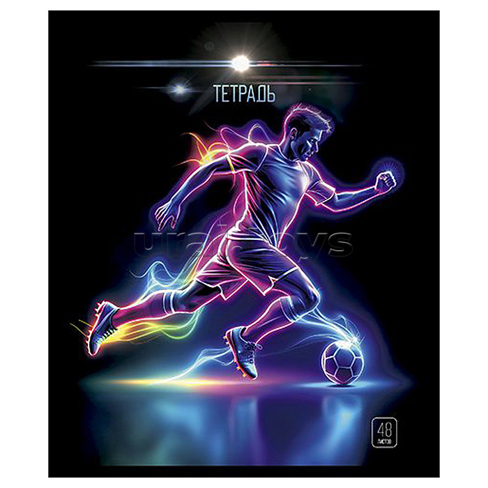 Тетрадь 48л. клетка А5 скрепка S "Футбол" Премиум 4+0+Ламинация матовая+УФ выборочный Брайль