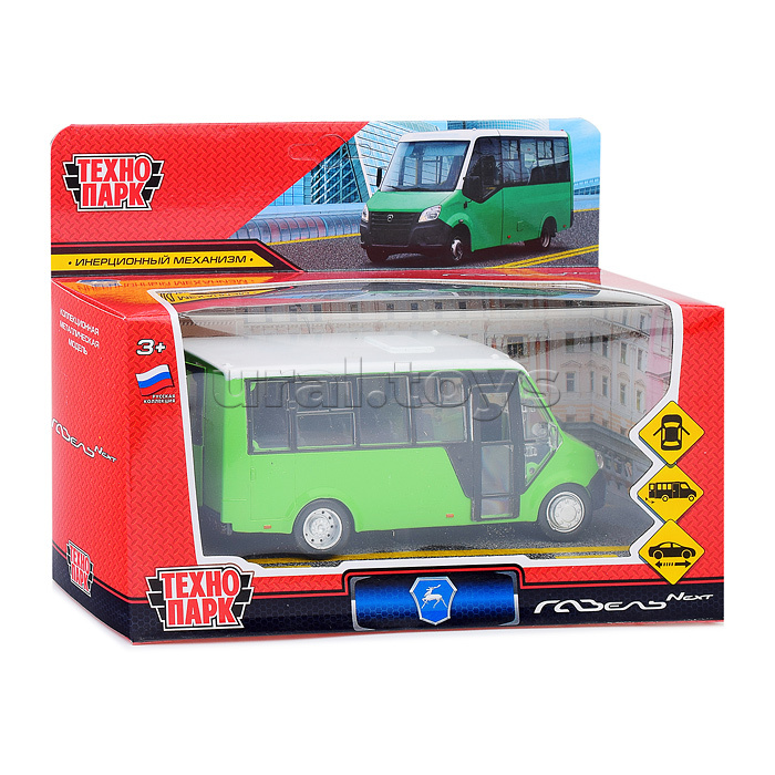 Машина металл Газель Next Citiline 14 см, (двери, кузов,зеленый) инерц, в коробке