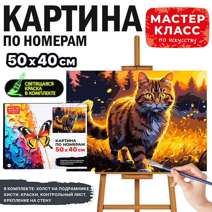 Картина по номерам "Кошка на закате" 50*40 см