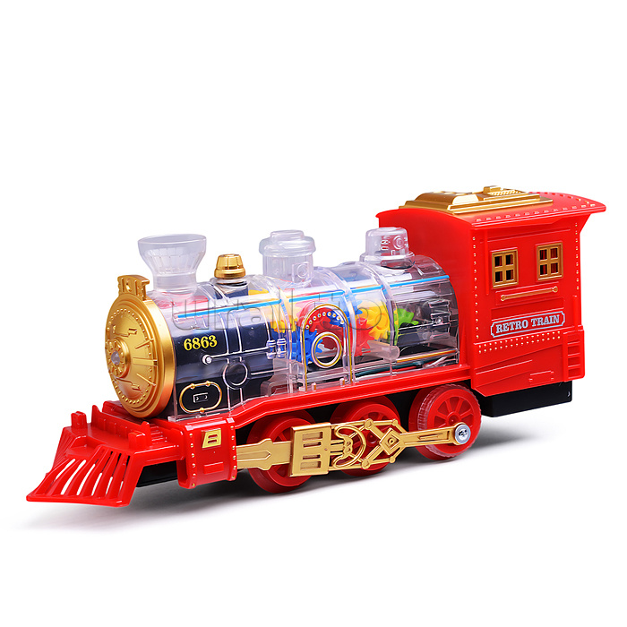 Железная дорога 2 в 1 "Ретро поезд" с подсветкой и эффектом дыма, в коробке