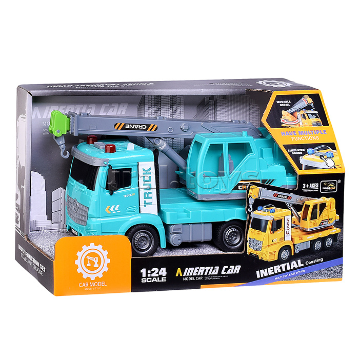 Машина "Автокран" на батарейках, в коробке