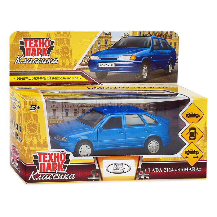 Машина металл LADA -2114 "Samara" 12 см, (двери, багаж, синий) инерц., в коробке