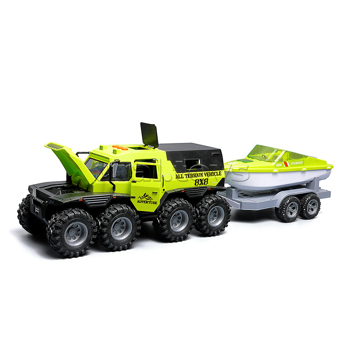 Машина "Король бездорожья" (свет, звук) с катером, в коробке