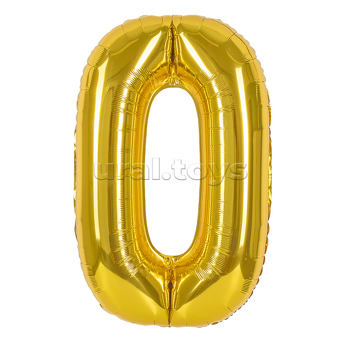 Шар (40''/102 см) Цифра, 0, Золото, 1 шт. в уп.