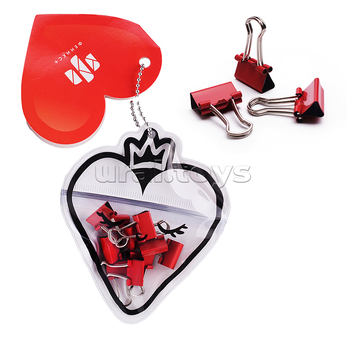 Зажимы канцелярские "Кокетливое сердечко" (10 шт. в наборе)