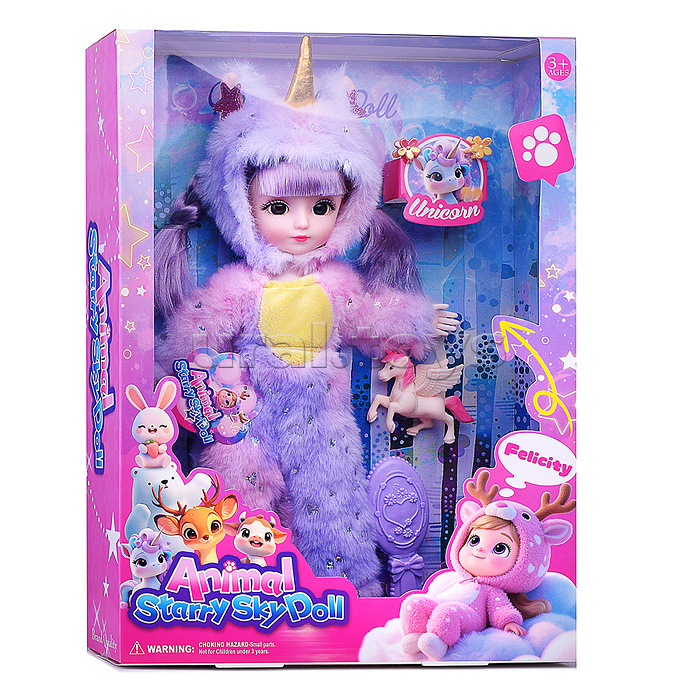 Кукла "Модница в косюме единорога" с аксессуарами,в коробке