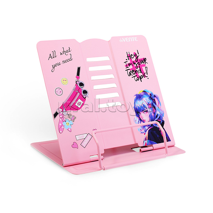Подставка для учебников и книг "Hey Girl" 20x19 см, металлическая окрашенная, вес 430 г, с противоскользящими ножками, с полноцветным рисунком, в пластиковом пакете с европодвесом