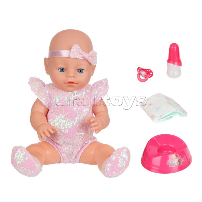 Пупс озвуч 40см, пьет, писает, закр. глазки, 4акс, 50 звуков