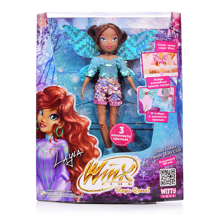 Шарнирная кукла  Winx Club "Magic reveal" Лейла с крыльями 3 шт., 24 см