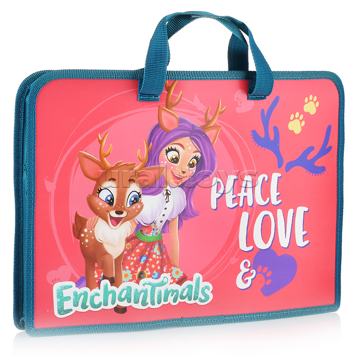 Папка с ручками "Enchantimals" А4, для тетрадей, пластиковая, на молнии Папка с ручками "Enchantimals" А4, для тетрадей, пластиковая, на молнии
