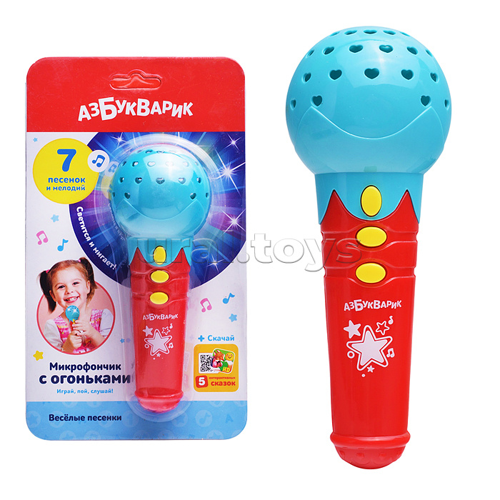 Веселые песенки (Микрофончик с огоньками) бирюзовый
