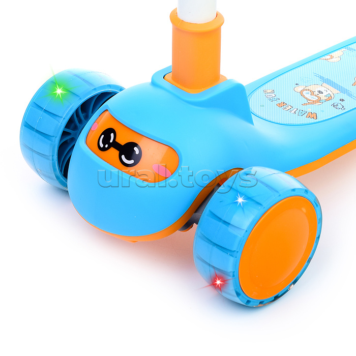 Самокат 3-х кол., синий, PU, ABEC 7, в коробке