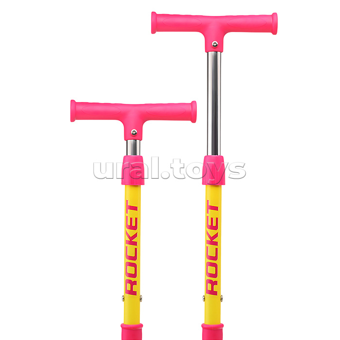 Самокат трёхколёсный ROCKET колёса PU, цвет жёлто-розовый