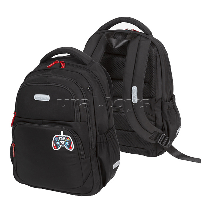 Рюкзак "Zoom. Game Monster" школьный 38x30x19 см (16 л) 550 г, плотный износостойкий полиэстер с водоотталкивающей пропиткой, 1 отделение на молнии с уплотненным отделением для ноутбука до 15 дюймов и книг, 2 передних отделения на молнии, 1 передний карма