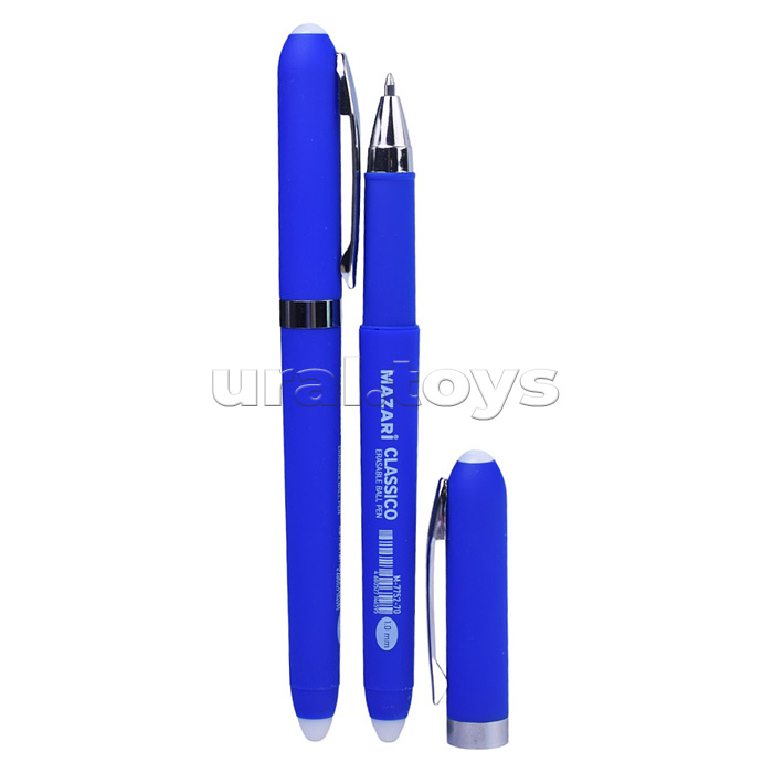 Ручка шариковая со стираемыми чернилами CLASSICO, синяя, пулевидный пиш.узел 1.0мм, термочувствительные чернила, корпус пластиковый цветной Soft Touch, сменный стержень 125 мм, картонная упаковка