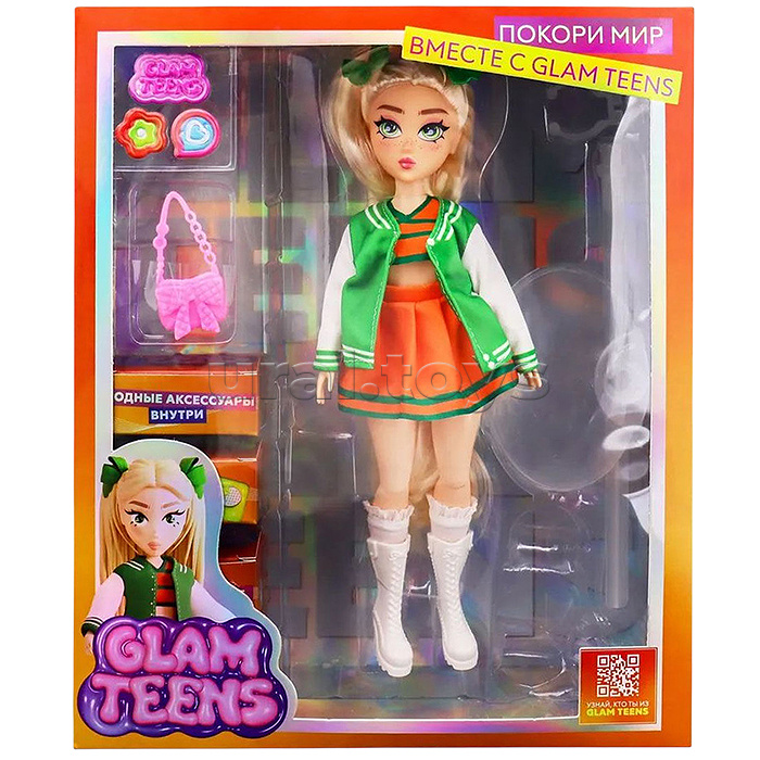 Модная кукла коллекция Glam Teens Рокси с аксессуарами, 25 см,