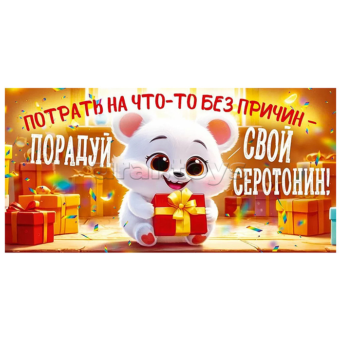 Конверт для денег "Потрать на что-то без причин – порадуй свой серотонин!"
