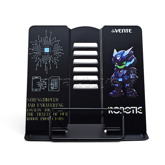 Подставка для учебников и книг "Robotic" 20x19 см, металлическая окрашенная, вес 430 г, с противоскользящими ножками, с полноцветным рисунком, в пластиковом пакете с европодвесом