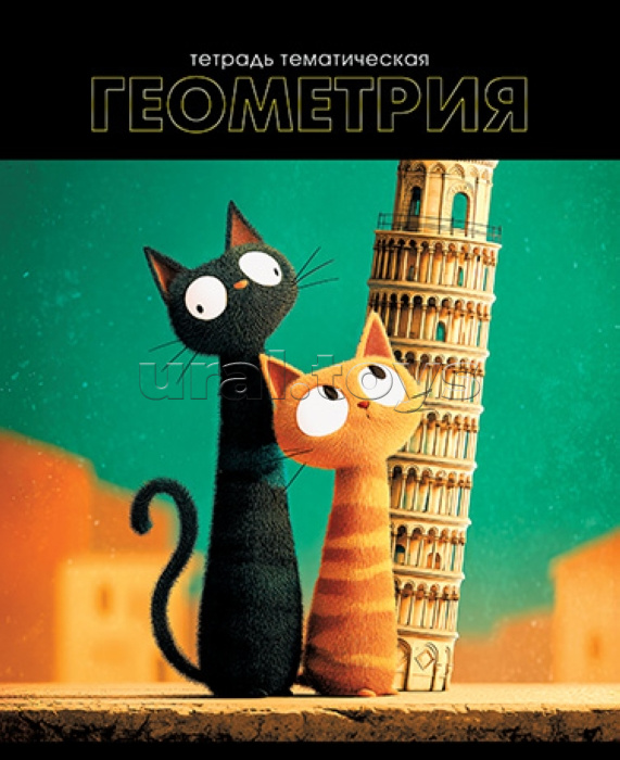Тетрадь предметная 48л. "Кошачья тема" Геометрия обложка мелованный картон