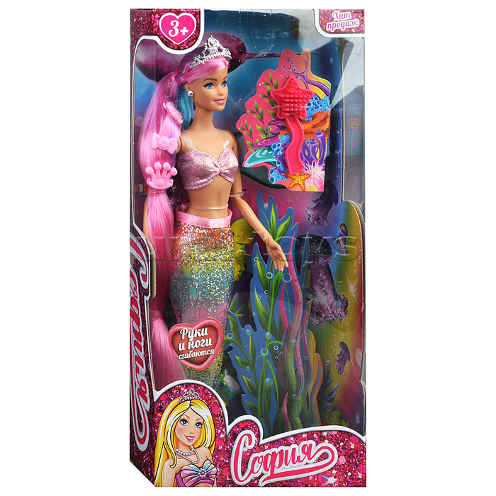 Кукла София 29 см. (руки и ноги сгиб., русалка, с аксесс.) в коробке