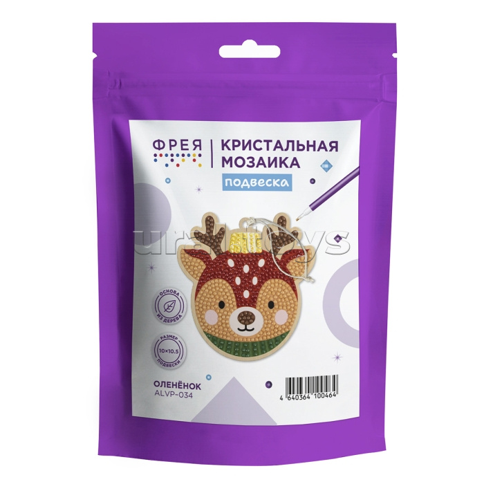 Кристальная (алмазная) мозаика подвеска "Оленёнок" 10 х 10.5 см
