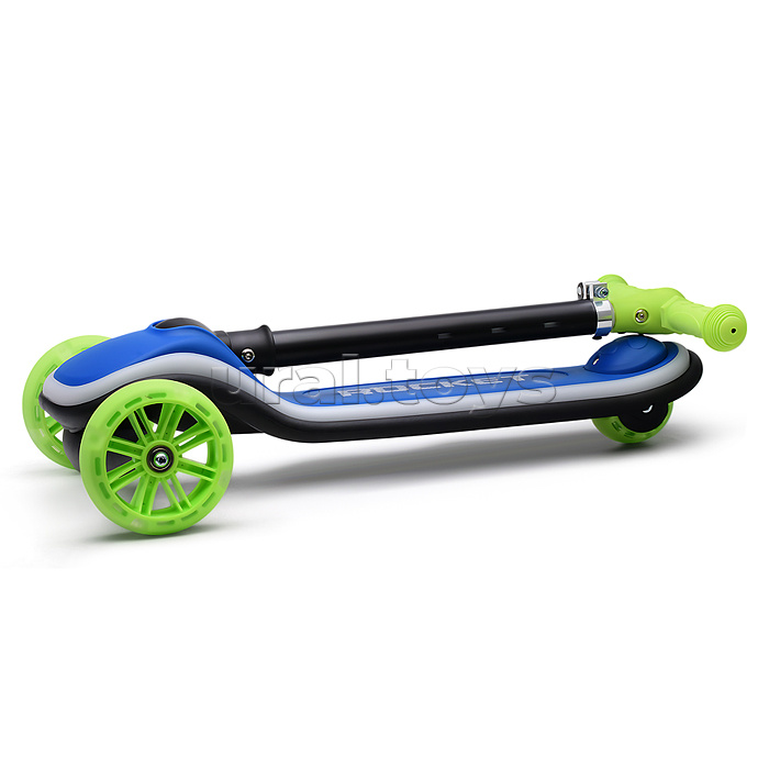 Самокат трёхколёсный ROCKET светящиеся колеса PU, дека, рулевая стойка, цвет зелено-синий