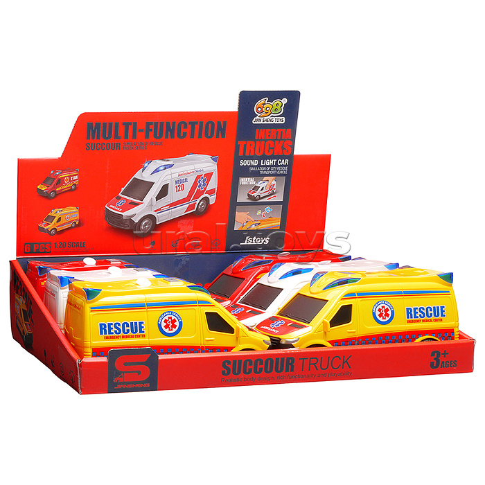 Машина "Спасательная служба" 1:20 (свет, звук) в коробке (в ассортименте)