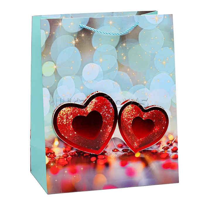 Пакет подарочный "Два сердца" 23х32х12 см