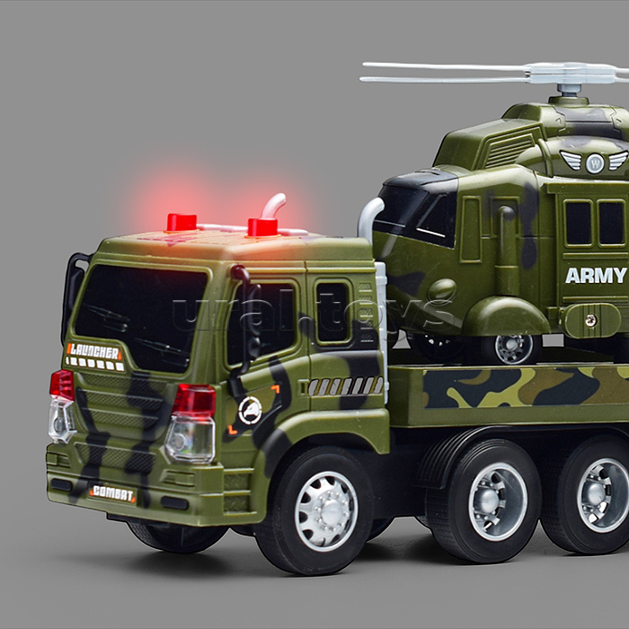 Набор транспорт "Военный автовоз с техникой" 1:16 (свет,звук) в коробке