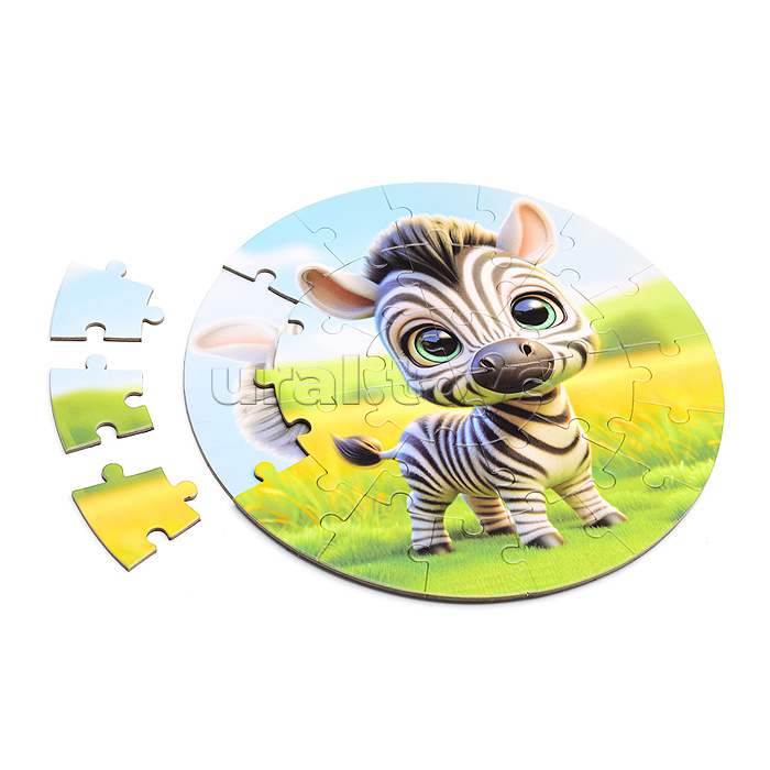 Пазл магнитный "Зверята" круглый